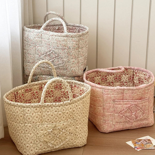 Vintage Floral Storage Basket