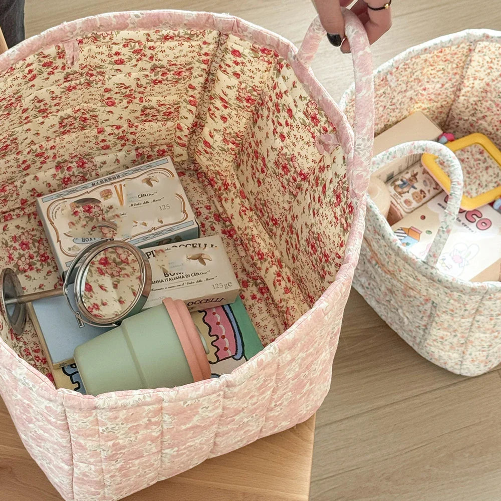 Vintage Floral Storage Basket