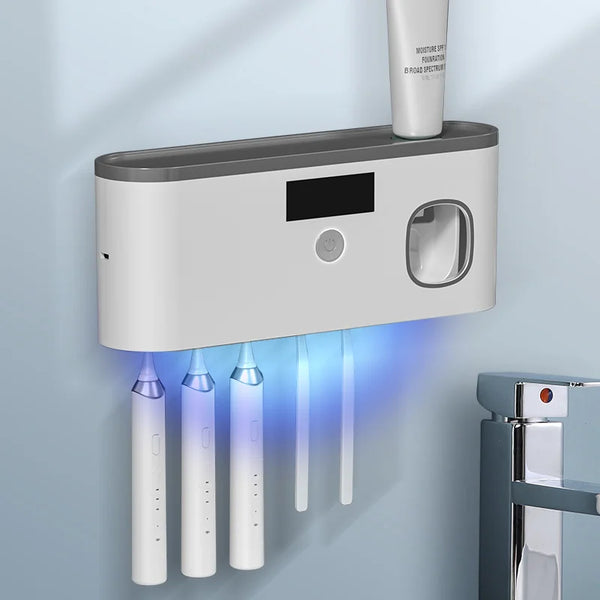 UV Toothbrush Sterilizer & Auto Toothpaste Dispenser