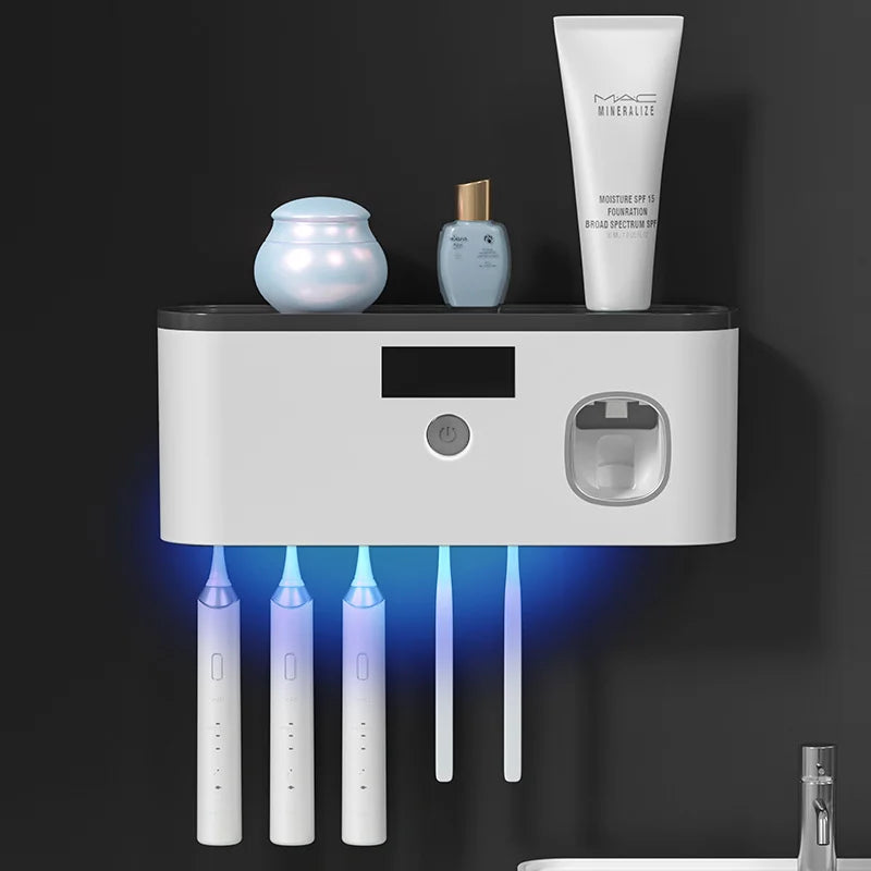 UV Toothbrush Sterilizer & Auto Toothpaste Dispenser