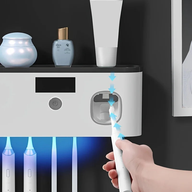 UV Toothbrush Sterilizer & Auto Toothpaste Dispenser