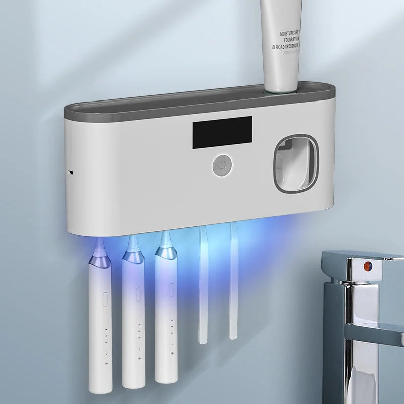 UV Toothbrush Sterilizer & Auto Toothpaste Dispenser